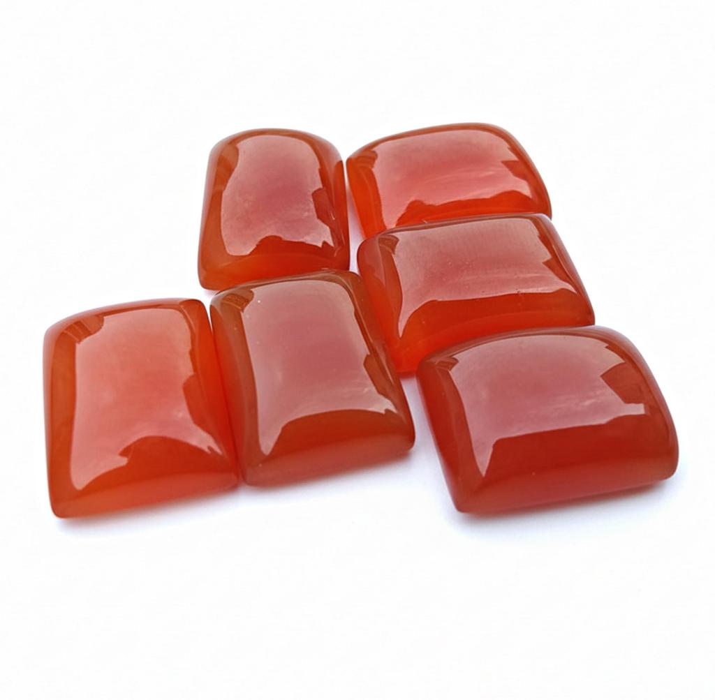 Natural Red Carnelian Gemstones: Rectangle Shape Cabochons for Jewelry Making