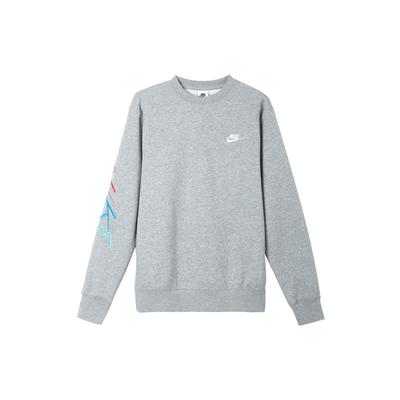 Nike Club Fleece κεντημένο λογότυπο Φούτερ με λαιμόκοψη ανδρικό μπλουζάκι γκρι FB7476-063