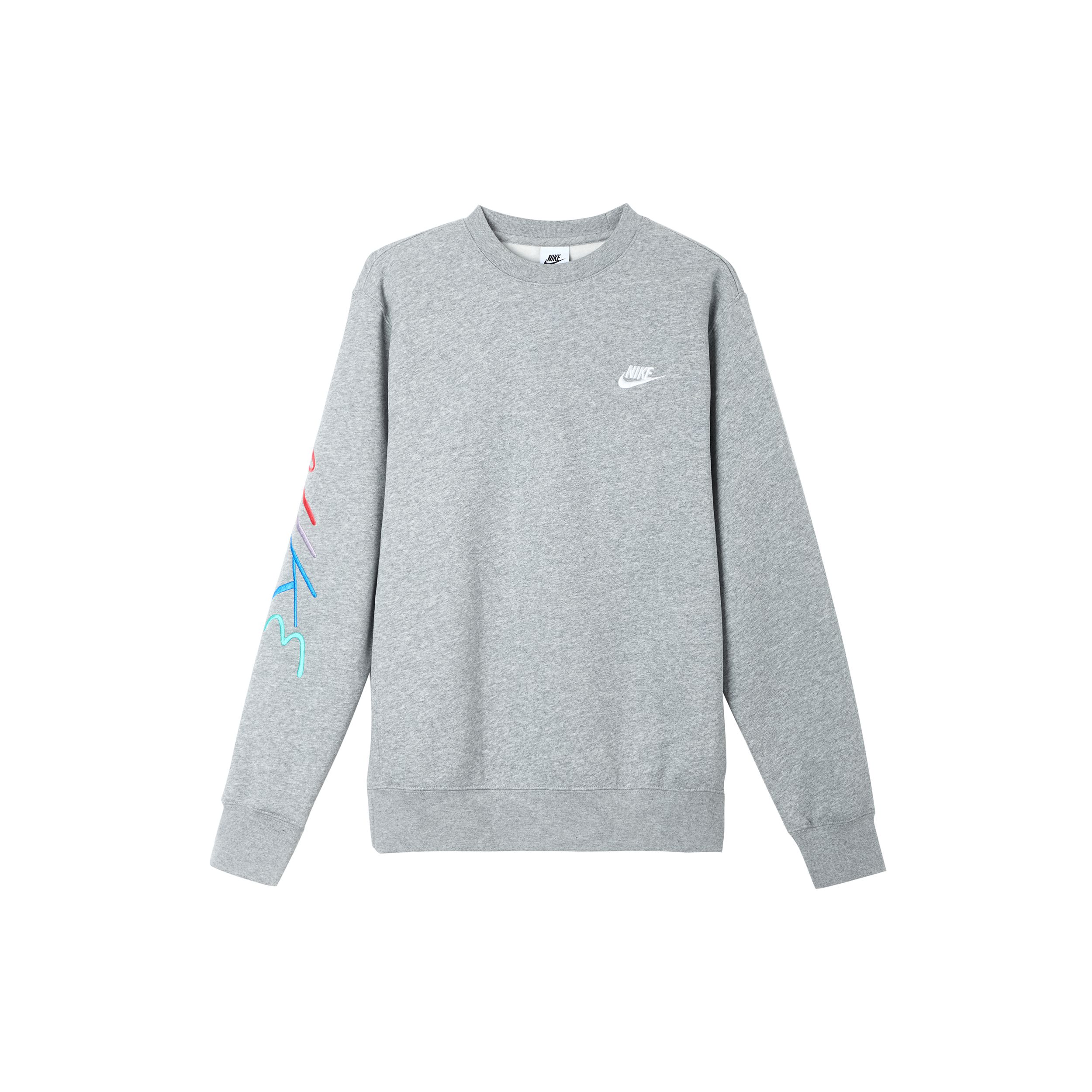 

Мужская флисовая толстовка с круглым вырезом и вышитым логотипом Nike Club, серая FB7476-063 S