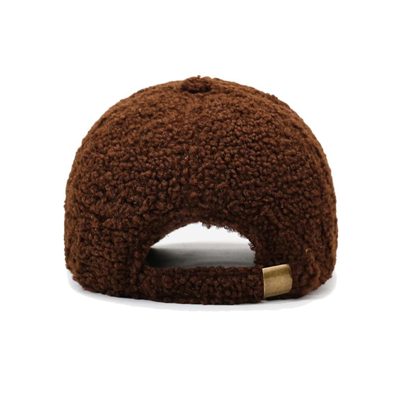 Autumn Winter Lamb Wool Baseball Cap Plush Warm Cap Large Head Circumference Embroidered Letter Cap