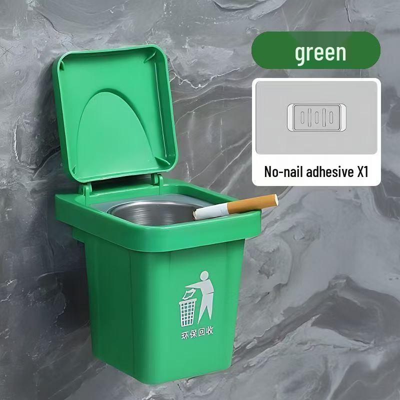 Wall-Mounted Bathroom Ashtray with Lid - Universal, Fly-Ash Prevention Design
