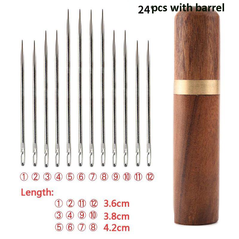 12/24Pcs Blind Sewing Needles Elderly Big Hole Stainless Steel Needle for Sewing Household DIY Jewerly Beading Threading Needles