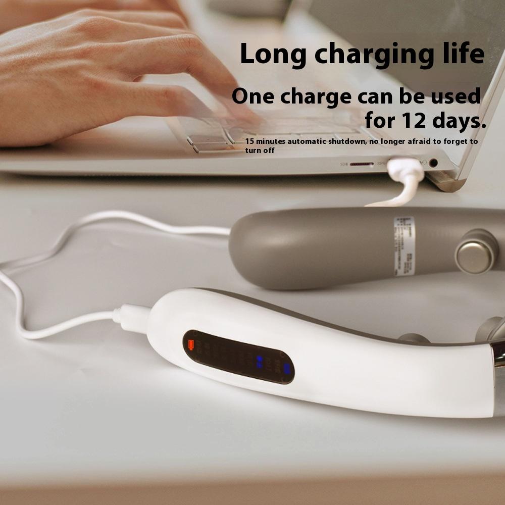 Neck Massager Electric Microcurrent Multi-Head Replaceable Wireless Knead Shiatsu Heating Vibration Cervical Shoulder Massager