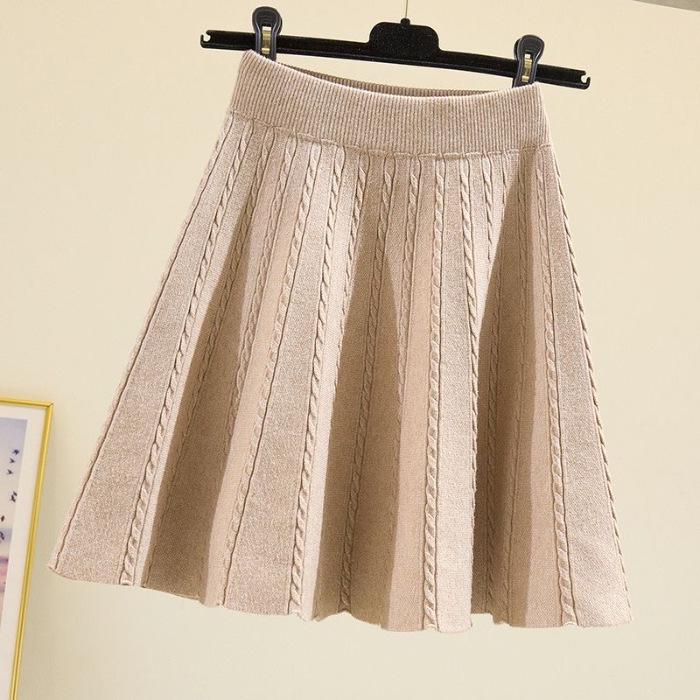 Korean Style A-Line High Waist Mini Skirt for Women - Slimming, Plus Size, Hip-Covering, Draping Effect, Big Swing Knitted Umbrella Skirt