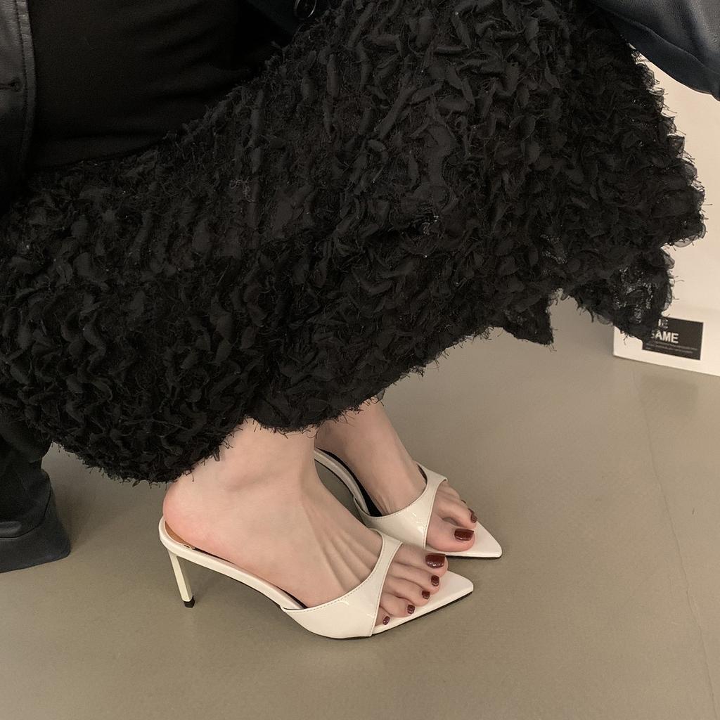 stiletto open-toed slippers women's summer wear 2025 new Korean version fashion sandals fairy style pointed high heels