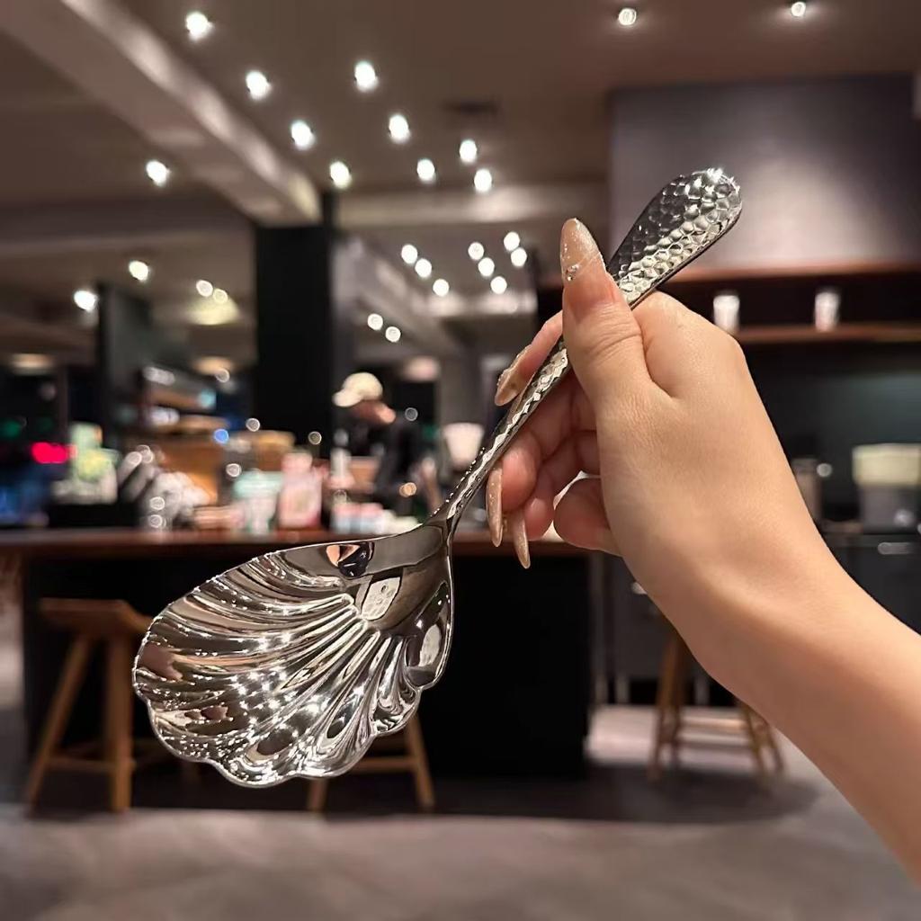 304 Stainless Steel Tableware Shell Spoons with High-end Gourd-handled for Household Hotel Serving Cafeteria Shares Soup Spoon