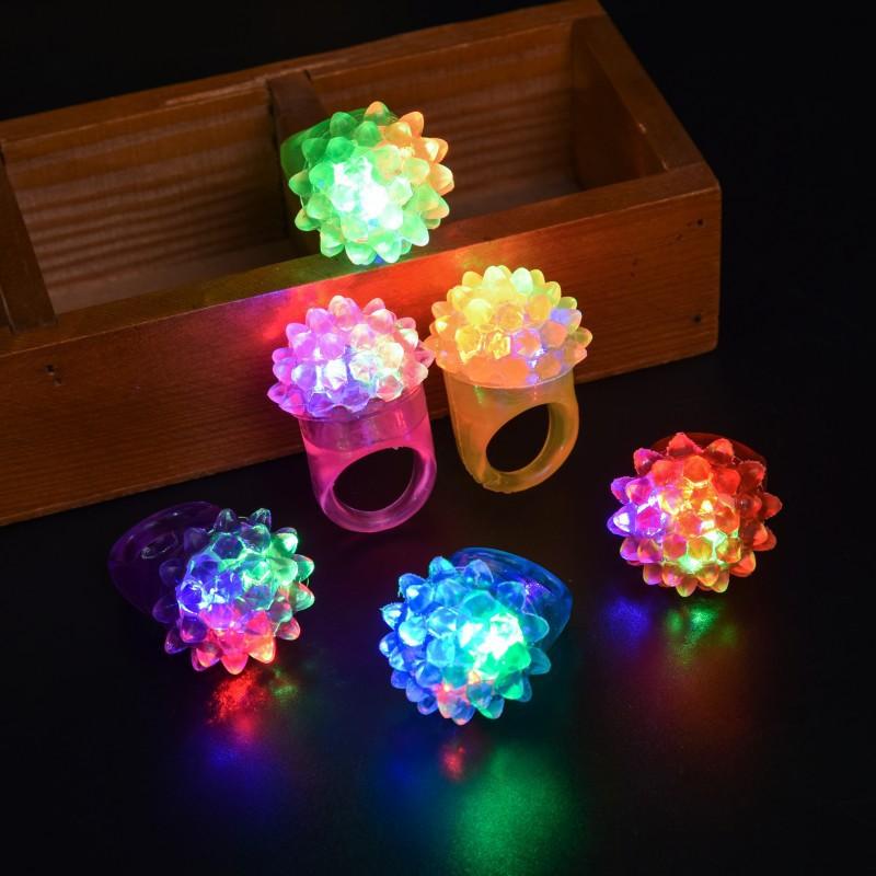 6Pc Creative Cartoon LED Luminous Finger Rings Shine In The Dark Light Toys Girls Glowing Strawberry Ring Light Toy Kids Gifts