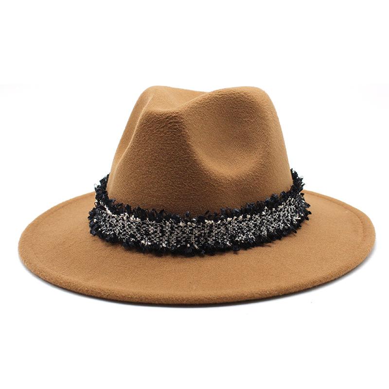 2021 Autumn Men'S And Women'S Woolen Hats, Solid Color Jazz Top Hats, Crystal Diamond Gift Hats