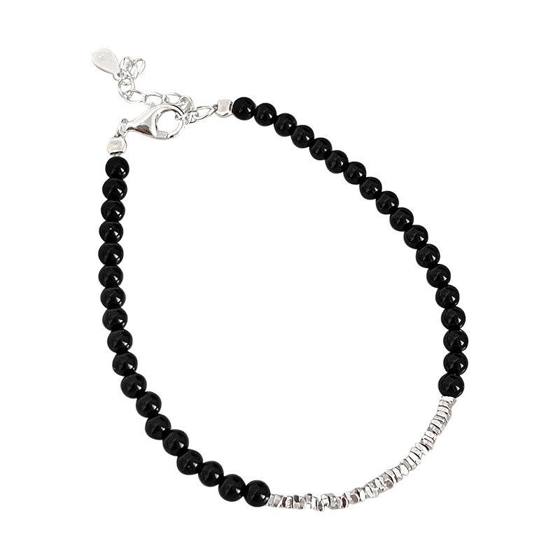 Black Agate Fragmented Necklace Fragmented Pairs of Bracelets Sparkling Handmade Beaded Accessories