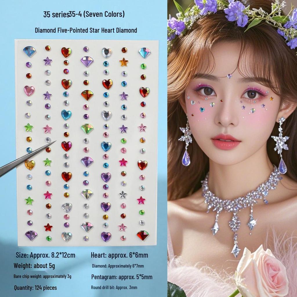 Children's Rhinestone Rose Diamond Face Stickers for Concert Makeup & Styling