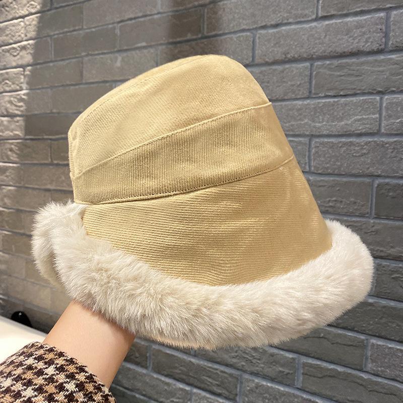 Winter New Burr Bucket Hat Women's Outdoor Plush Warm Fashion Plush Bucket Hat