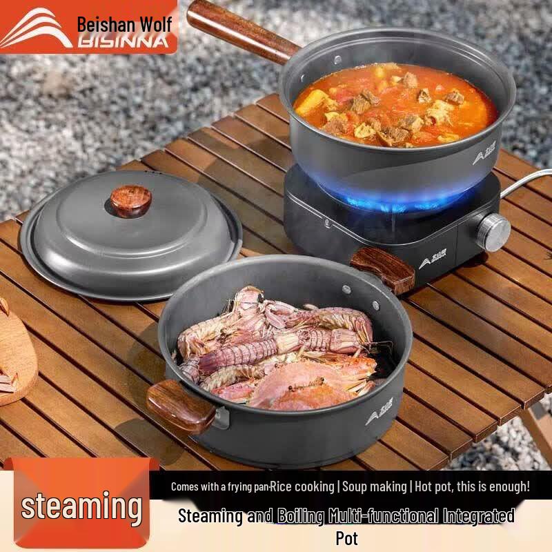Beishanlang Aluminum Alloy Outdoor Camping Cookware Set with Beechwood Handle
