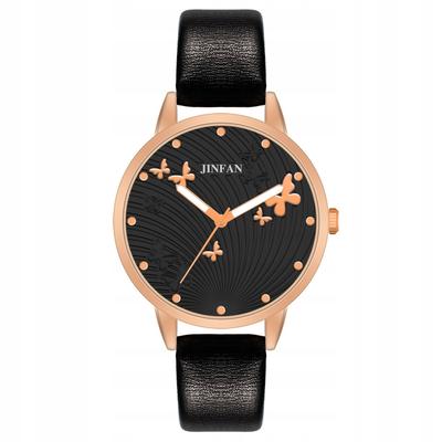 Women's Watch Eco-Leather Comfortable Easy To Read Quartz Elegant Butterflies Black