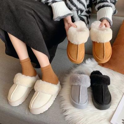 New Winter Slipper Warm Shoes Women Short Plush Casual Home Cotton Shoes Comfortable Warm Flats Mules Women Fur Platform Slipper