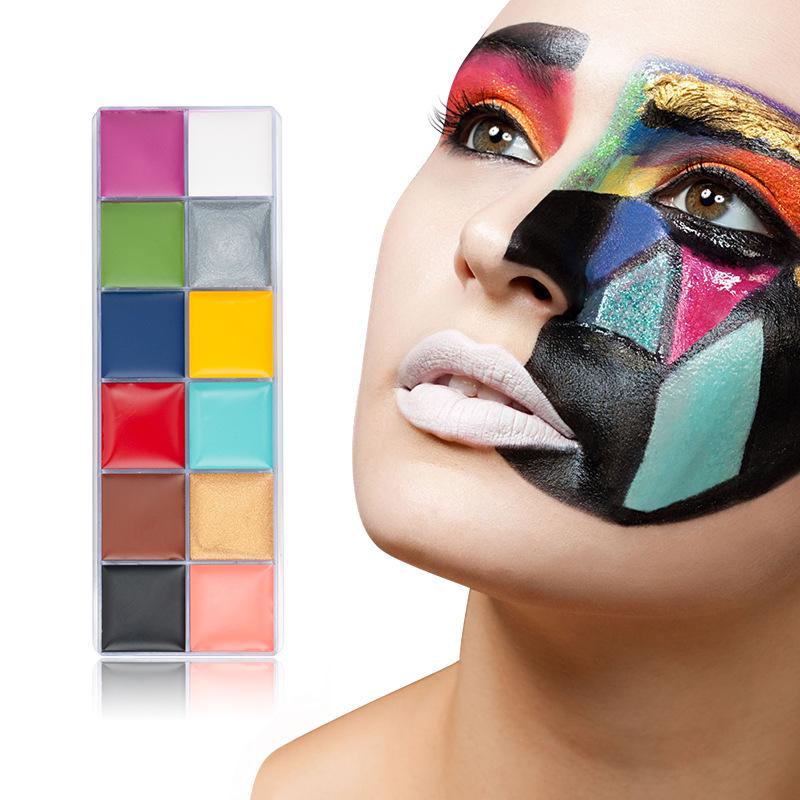 12-Color Theatrical Oil Paints for Body Makeup and Halloween, Opera, and World Cup Face Painting
