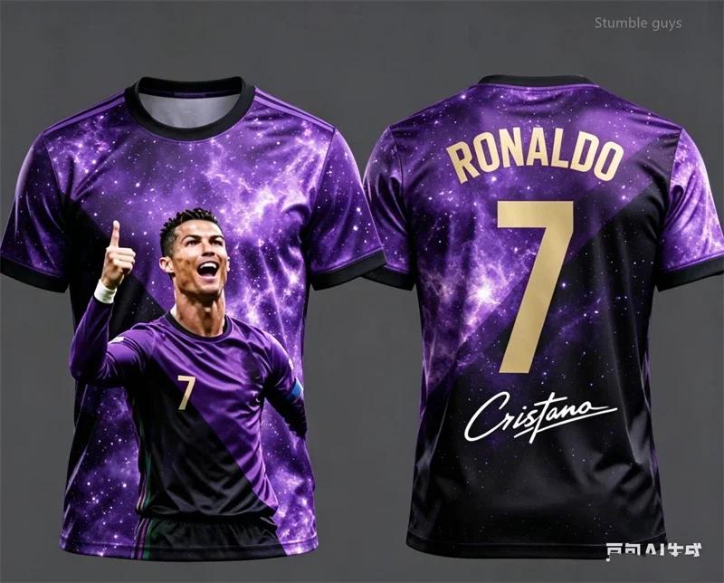 Ronaldo No.7 AI Pattern 3D Print Men's Football T-shirt Oversized Sports Short Sleeve Jersey for Kids Unisex Summer Trend 2026