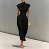 European and American Temperament Women's Clothing Spring and Summer New High Waist Half-length Skirt High Neck Loose Top Commuter Dress