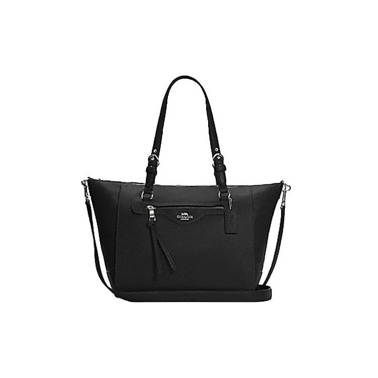 

New COACH Leather Tote Bag Shopping Bag Portable Crossbody Bag Shoulder Bag Large Size Women s Black C5690-SVBK 30.0*16.5*26.7CM