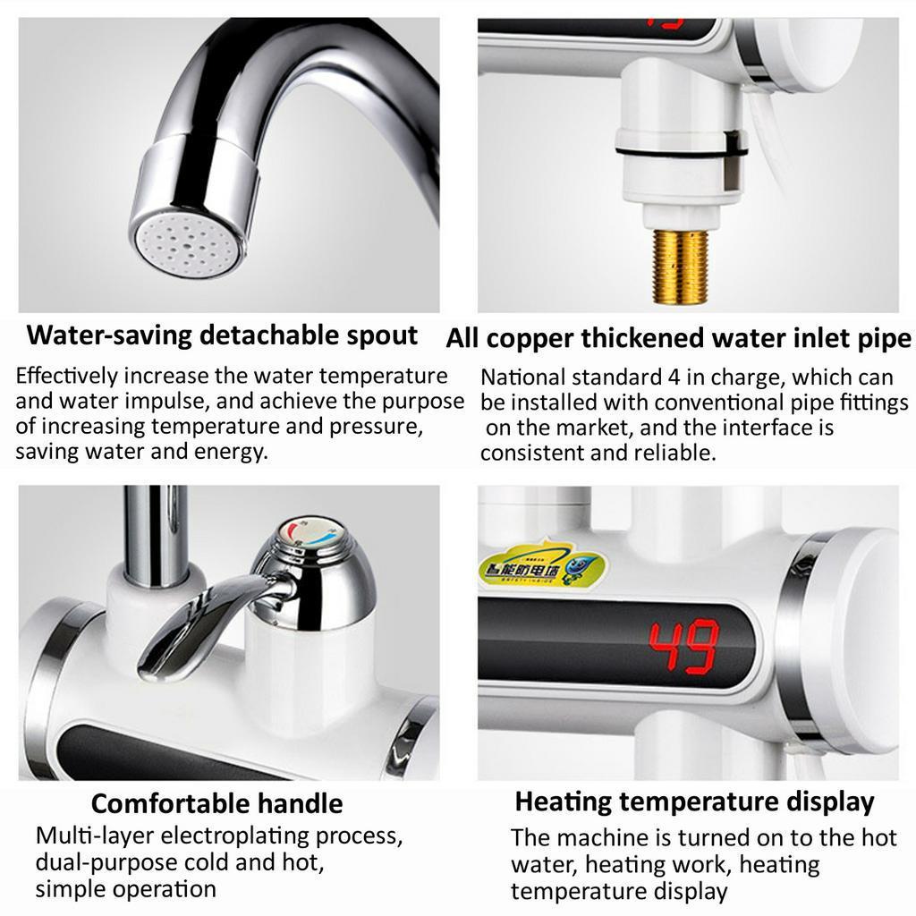 Instant Electric Shower Water Heater Instant Hot Faucet Kitchen Electric Tap Water Heating Instantaneous Water Heater 220V 3000W