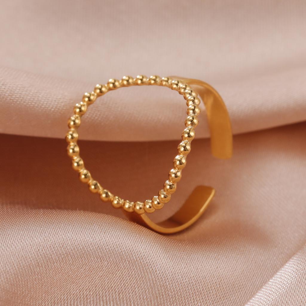 Stainless Steel Women Rings Geometric Heart Aesthetic Adjustable Open Finger Ring Fashion Party Jewelry Gifts