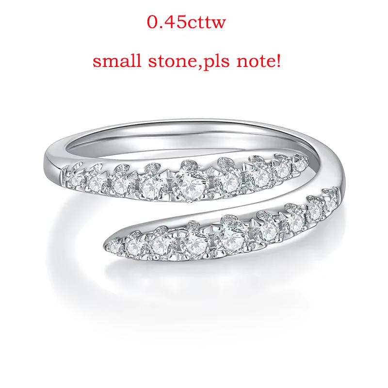Smyoue 10 Gems Full Moissanite Rings for Women Sparkling Flawless Lab Created Diamond Wedding Band S925 Silver Jewelry