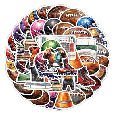 50 Watercolor Football Stickers Pack Skateboard Suitcase Mobile Phone Decoration Stickers Waterproof Creative Computer DIY Stickers
