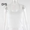Women Vest Halter Neck Sleeveless Suspender Tops Slim Fit Sexy Threaded Texture Tank Tops Daily Wear