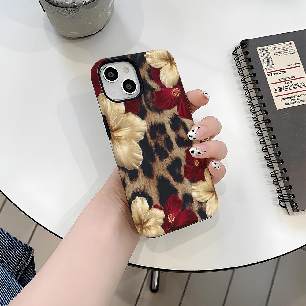 Europe and the United States hot-selling wild wind leopard print Fuso flower mobile phone case Apple 16promax smooth surface magnetic film shell iP17