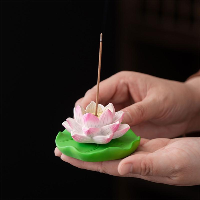 Dekorativer Räucherhalter mit drehendem Lotos-Design mit Ascheauffangbehälter zur Stressbewältigung, Dekoration für Meditationsräume, Geschenk