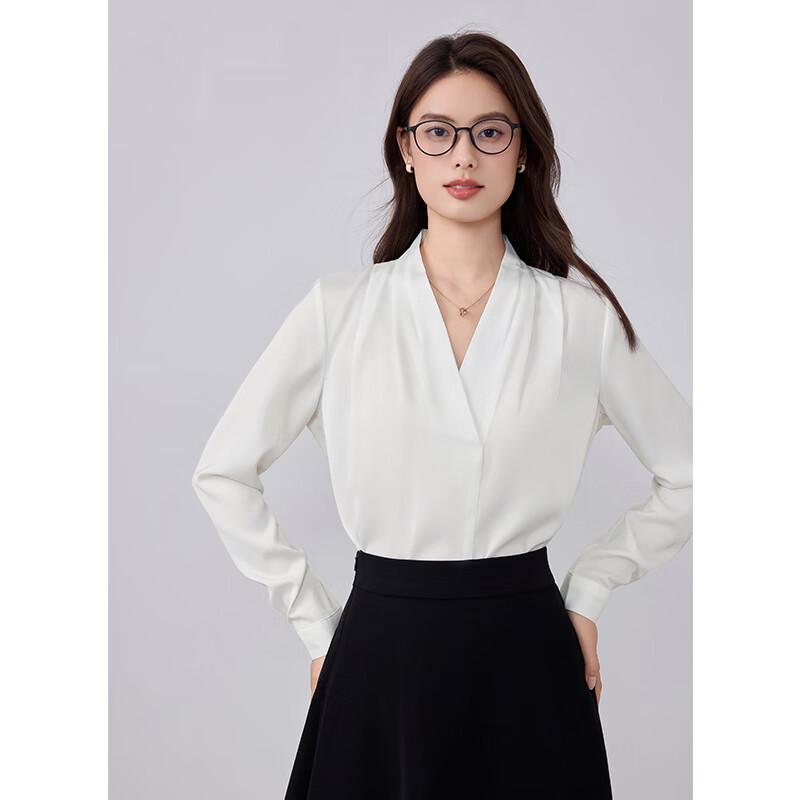 Teluoman Women s V-Neck Long Sleeve Chiffon Blouse M