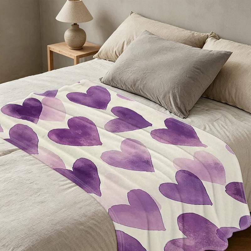 Soft Non-Shedding Flannel Blanket Heart Design Cozy Throw for Home, Napping, TV Watching, Christmas & Halloween