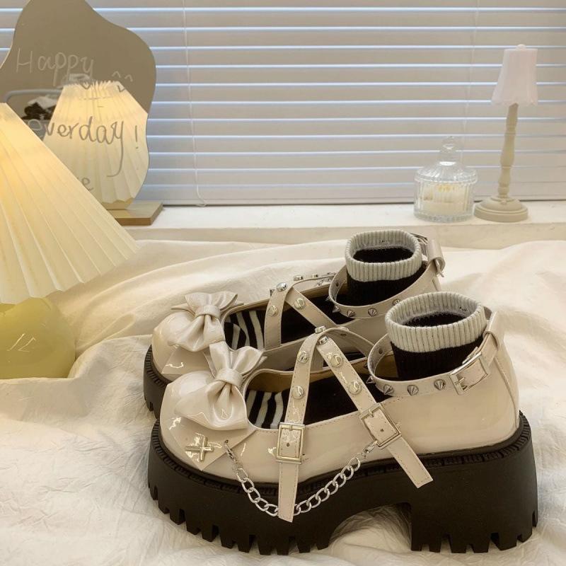 Sweet and cool babes, single shoes women's spring and autumn new punk dark subculture yk platform small leather shoes
