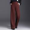 Angola Red High Waist Woolen Wide-Leg Pants for Women - Winter 2025 Style
