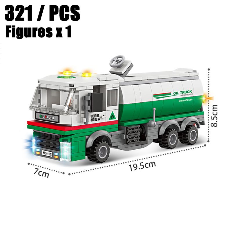 

OIL Tank Truck Building Block Set Gasolines Storage Transportation Vehicles Automobile Gas Stations Model Bricks Kids Toys Gift