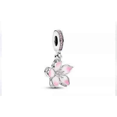 Sakura Charm Pendant 925 Silver Enamel Cubic Zirconia Women Pendant 790667C01