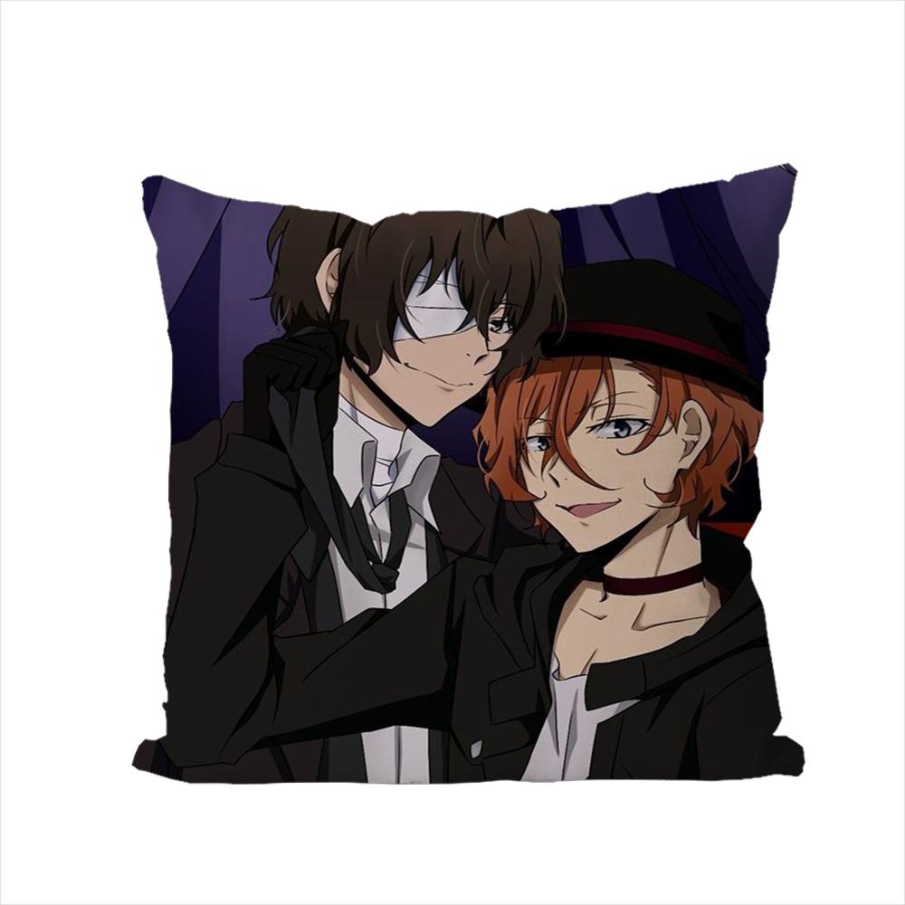 Bungo Stray Dogs Kissenbezug für Auto Sofa Dekoration Zuhause Zweiseitiger Druck Plüsch Quadratisch Wurfkissen Kissenbezug