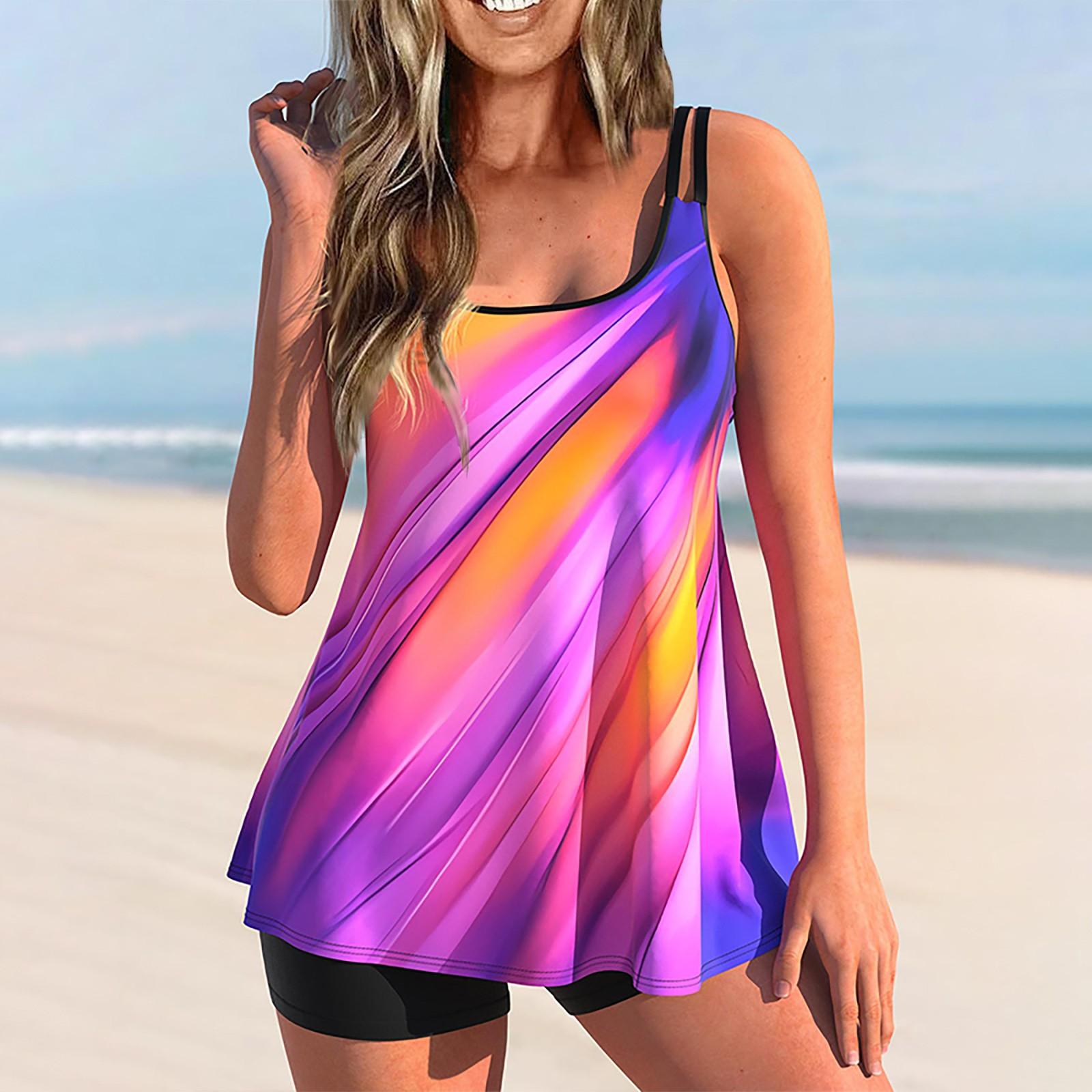 

Жіночий сексуальний приталений купальник із принтом у слінгу. Розділене бікіні великого розміру (Два шматки) XXL фіолетовий