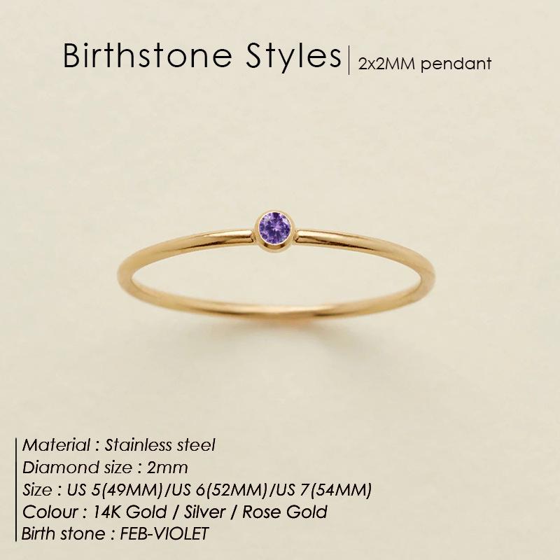 eManco Gold-Plated Non-Constricting Ring for Women - Thin Band with Tiny Diamond Accents and December Birthstone