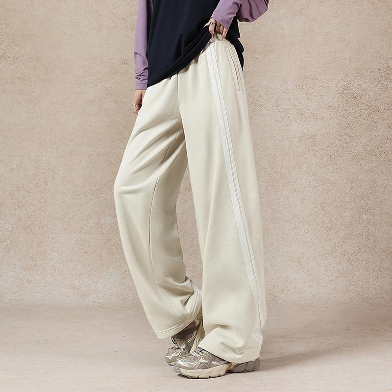 Kappa 1916 Series Retro Design Knitted Long Pants Breathable Sport Splicing Fashion Straight Pants Casual Pants Women bottoms K0E62AK01D-0114