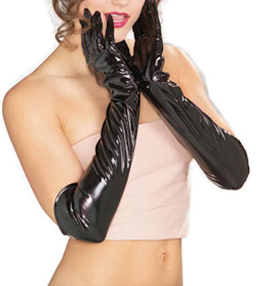 Pure Bon PU Leather Bizarre Glove and Knee-High Socks Set, One Size Fits All, TOKYO GOODS MARKET (Black)