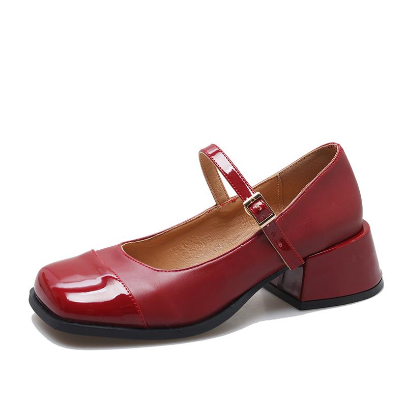 

Fashion Spring New Single Shoes Women s Fashion Square Head Shallow Mouth Splicing A Line with Non-slip Low-top Shoes 35 красный