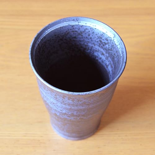 Retirement Gift: Double-walled, hollow beer glass. A perfect retirement gift. Arita ware silver "Kipo" beer cup. Comes in a wooden box with a Fujin de