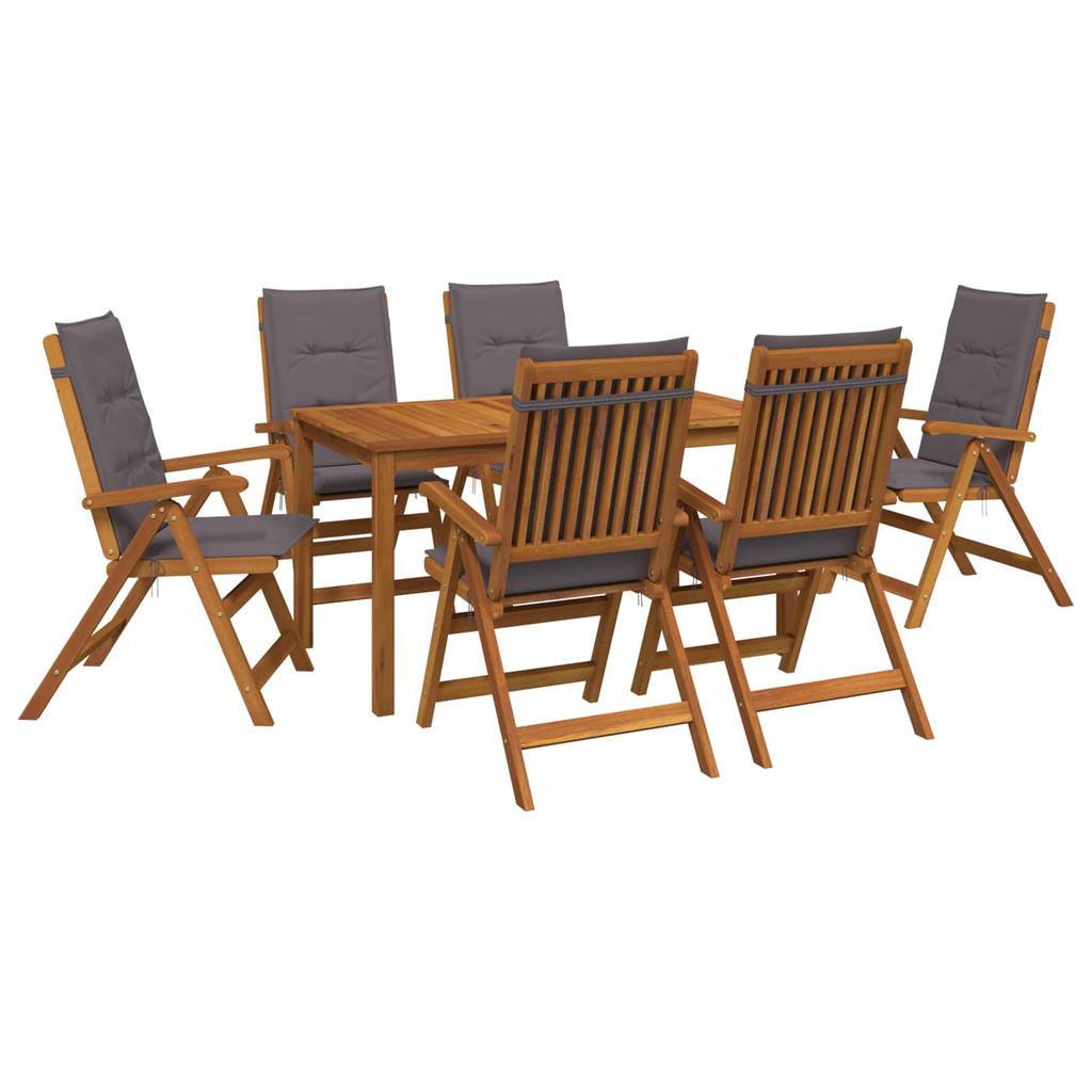 7 Piece Garden Dining Set 6 Seater Anthracite Solid Wood Acacia