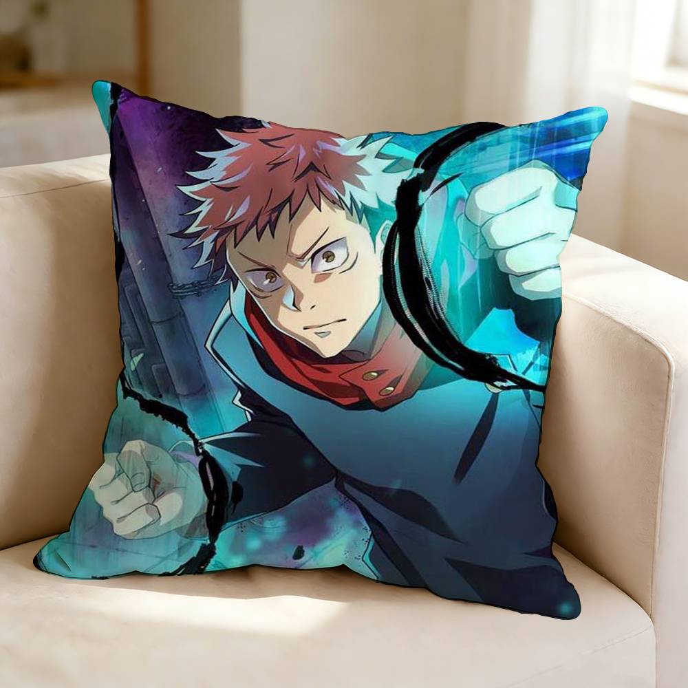 JJujutsu KKaisen Anime YYuji Itadori Square DoubleSided printed Pillow Case Bedroom Bedside Pillow Sofa Cushion Cover