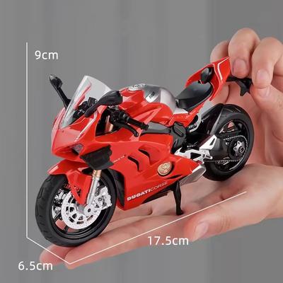 1:12 1199 V4S Rennmotorrad-Modellauto Spielzeug, Karosserie aus Legierung, Stoßdämpfung, Sound, Licht, Motorradradlenkung, Modelle für Jungen