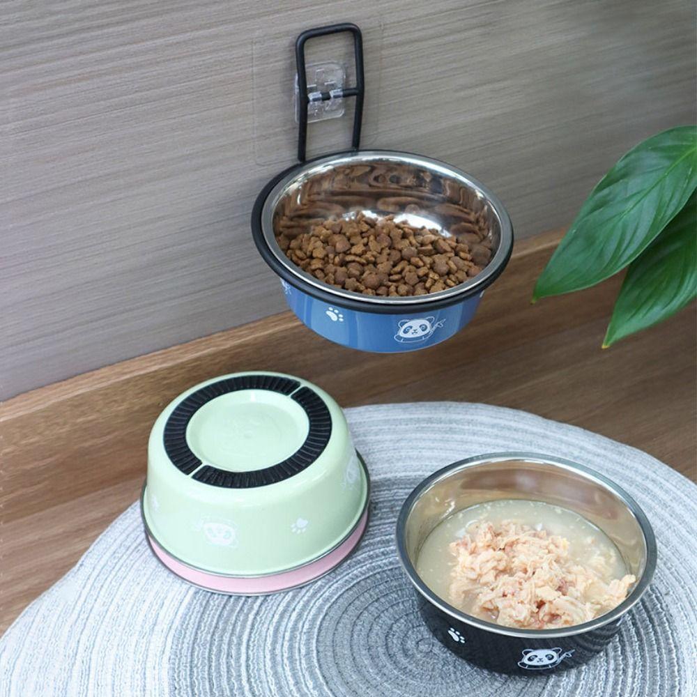 Non-slip Stainless Steel Dog Bowl Cartoon Pet Food Drinking Tray Dogs Food Water Feeder  Indoor