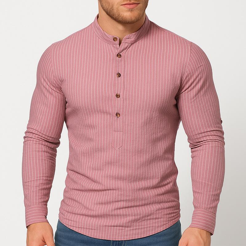 New Spring Men's Fashion Printed Long Sleeve Shirt Casual Versatile Daily Wear Top