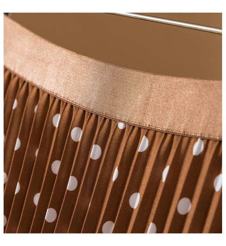 2025 Plus Size Korean Polka Dot High-Waist Casual A-line Long Skirt