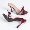 Fashion Liyke Designer Red Patent Leather Bowknot Women Transparent Slippers Sandal Summer 9CM Thin High Heels Shoes Female Mules Slides