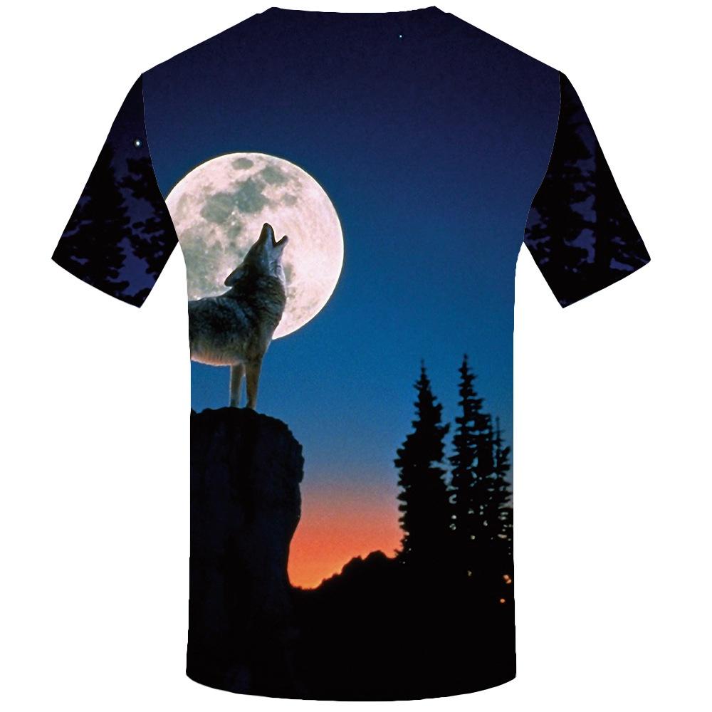 Men's Wolf Mountain 3d Print Summer Casual T-shirt With Stunning Graphic Design